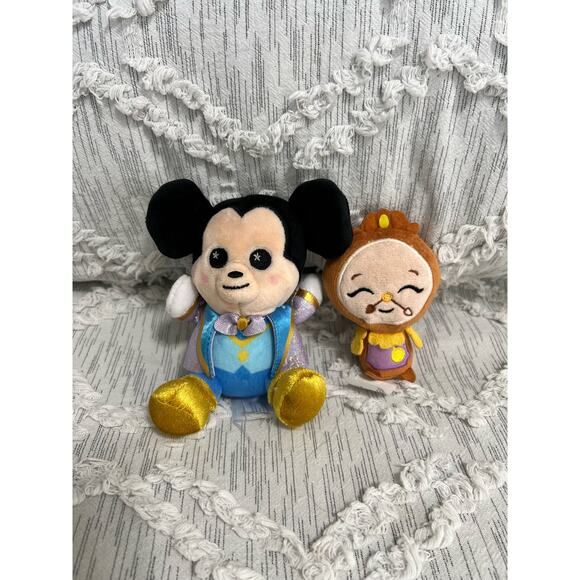 Wishables Plush Mickey Mouse and Cogsworth Clock Beauty & The Beast - Picture 1 of 6